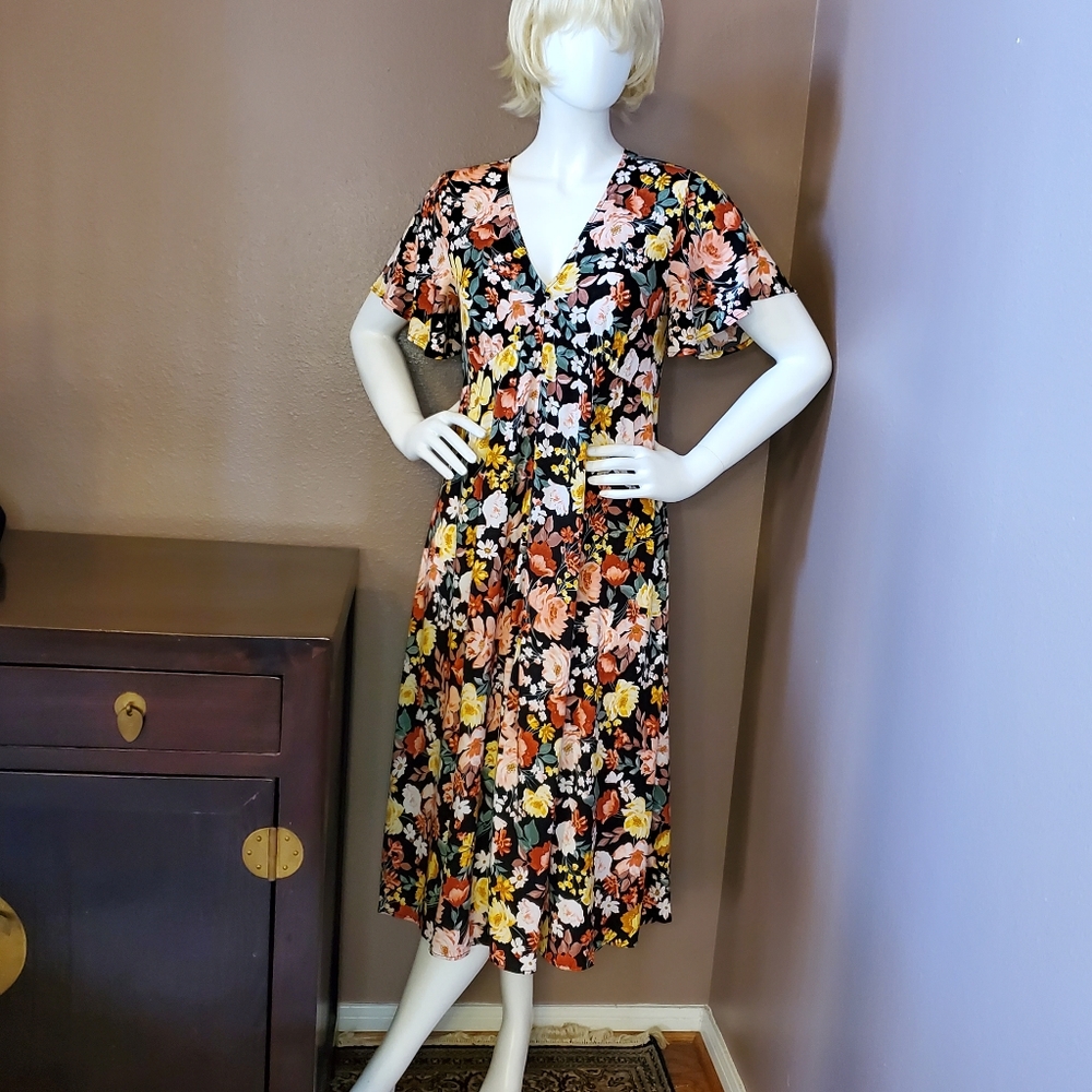 NWT TORRID floral flutter sleeve midi dress 10